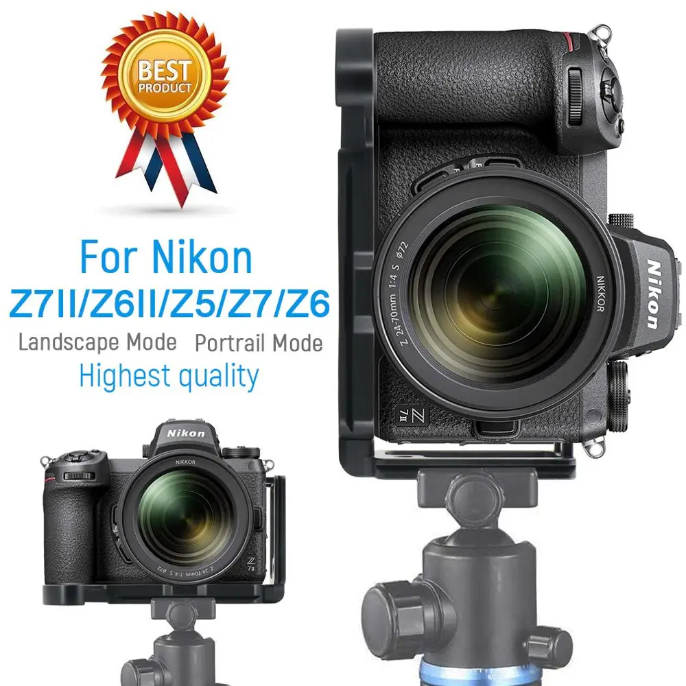 Black Quick Release L Plate Bracket Hand Grip Compatible with Nikon Z7II Z6II Z5
