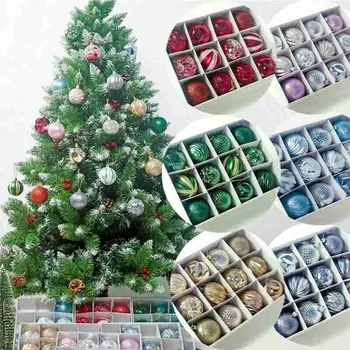 

12pcs Glitter Christmas Tree Ball Baubles Merry Christmas Tree Pendant Xmas Tree Decor Ball Glitter Christmas Tree Ball 6cm
