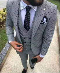 Индивидуальные Новая мода Мужская костюм из трех предметов (куртка + штаны + жилет) Мужская одной кнопки Повседневная Свадебный костюм