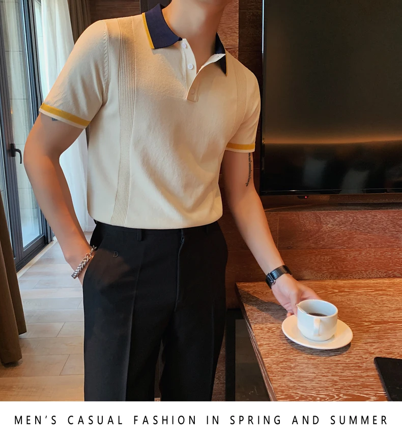 cor combinando fino malha polo camisas moda