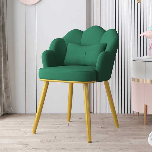 Light Luxury Dinning Chair Bedroom Backrest Fabric Living Room Makeup Chair Golden Foot Bedroom Chairs For Home Decoration As Picture