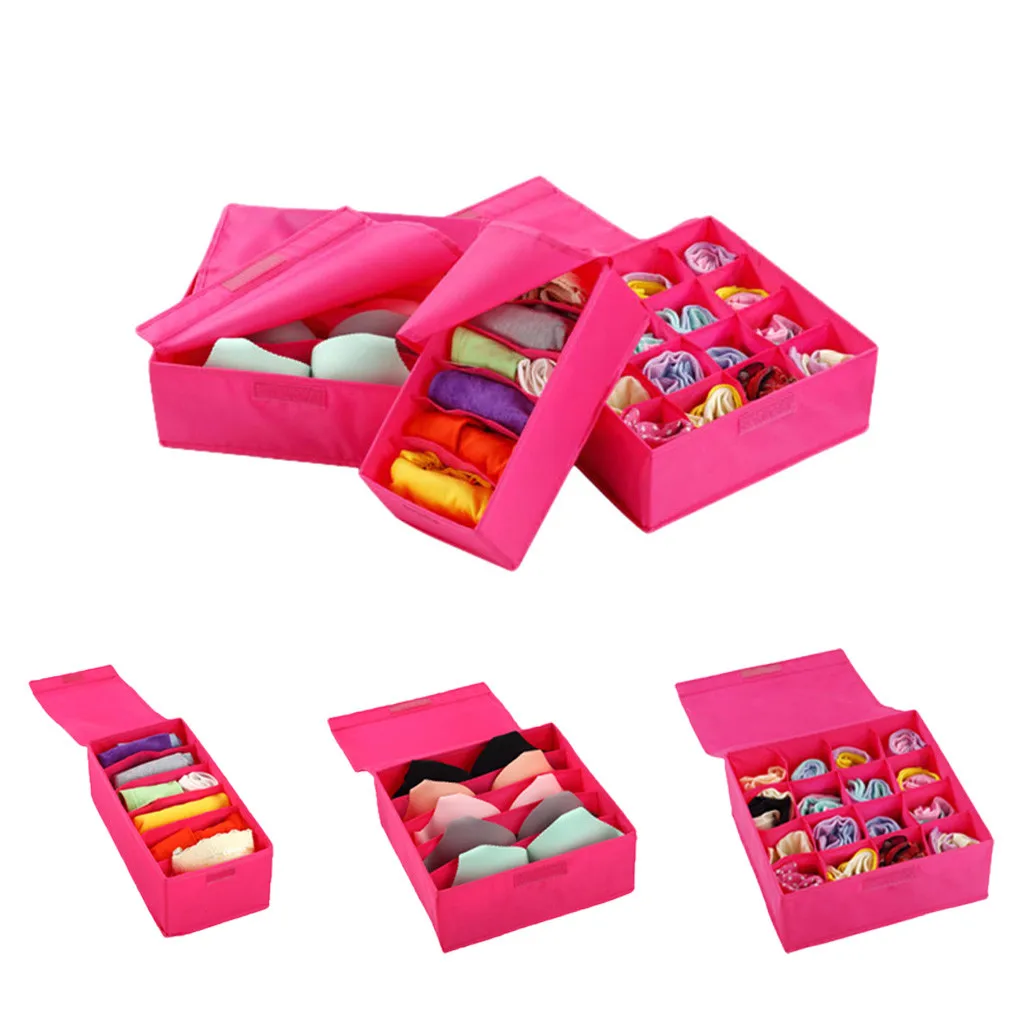 Underwear Closet Container Divider Bra Socks Ties Storage Organizer Box 3pcs H0830