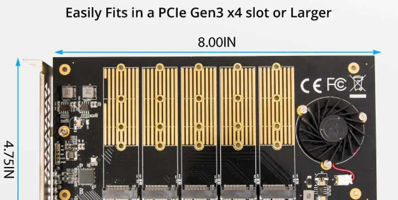 5 портов M.2 адаптер NGFF SSD для PCIe 3,0x16 карты M2 ключ B драйвер с силиконовой охлаждающей накладкой Жесткий диск адаптер для 2230-2280 SSD
