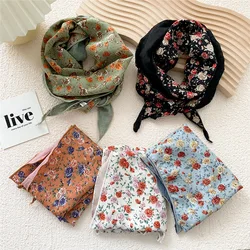 30*125cm Flower Print Double Diamond Scarf Fashion Hairscarf Tie Turban Neck Ring Shawl Wrap Bandanas