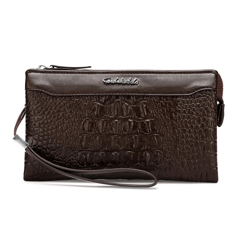 

Men Crocodile Pattern Clutch Bag Business Casual Leather Wallet Long Handbag Men's Leather Handbag