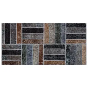 

Handmade Gray Vintage Overdyed Patchwork Area Rug 080x160 Cm-2'7''X5'3''