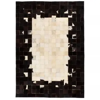 

Vidaxl carpet genuine leather patchwork 80x150 cm Black White
