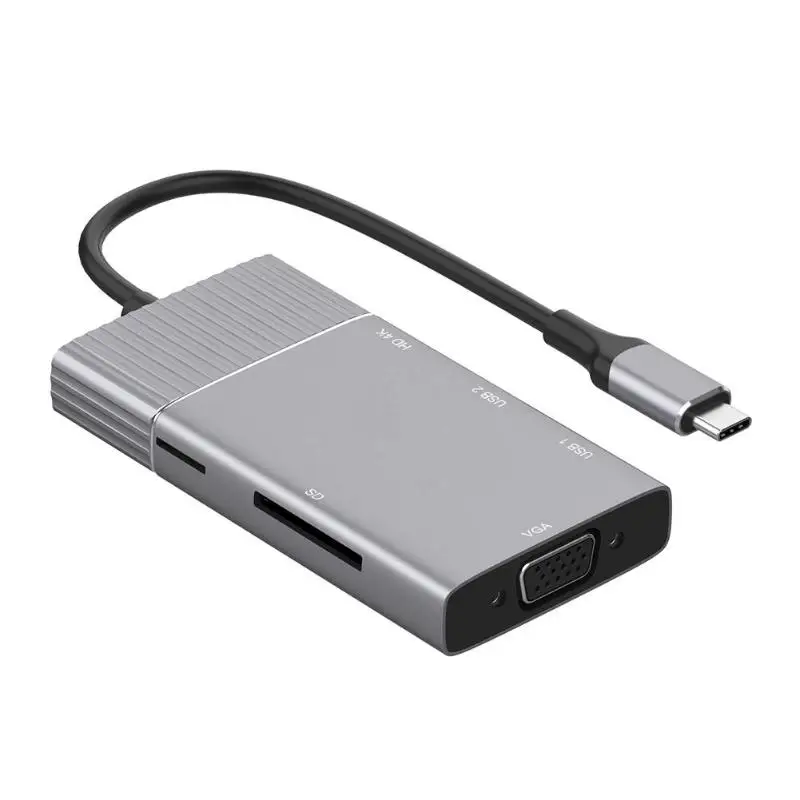 8 в 1 type-C концентратор Многофункциональный USB-C к HDMI/USB3.0/PD/VGA/SD TF карта памяти конвертер адаптер для Mac OS/Android/Windows/Linux