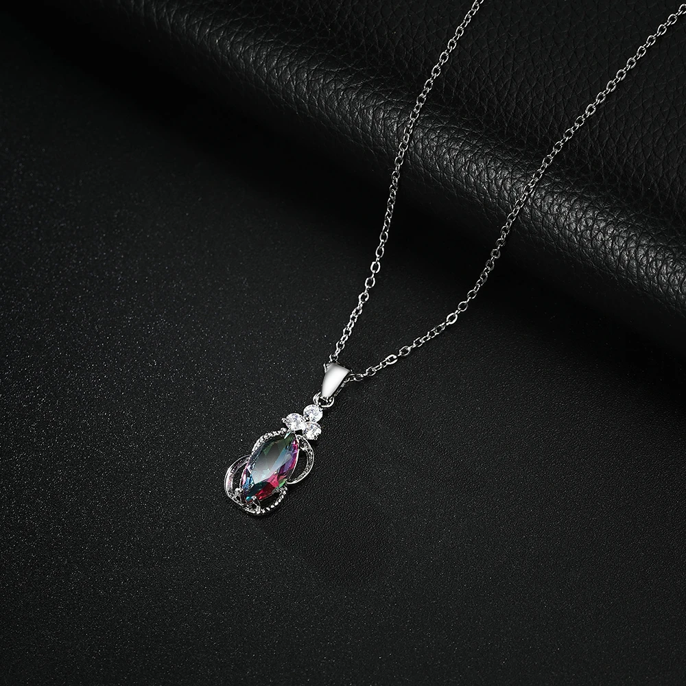 collares de moda 2020 mothers day gift Cut Multicolor Zircon Chain fashion Clavicle Pendant Necklace women Jewelry Gifts | Украшения и