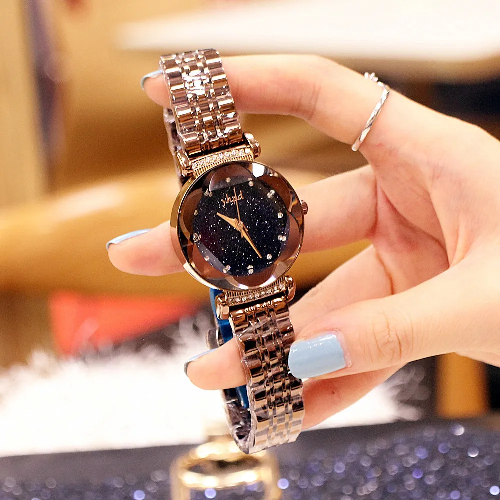 

Versatile Genuine Product Fashion Ladies' Watch Diamond Set Really Stars Waterproof Students Tide Bracelets Watch