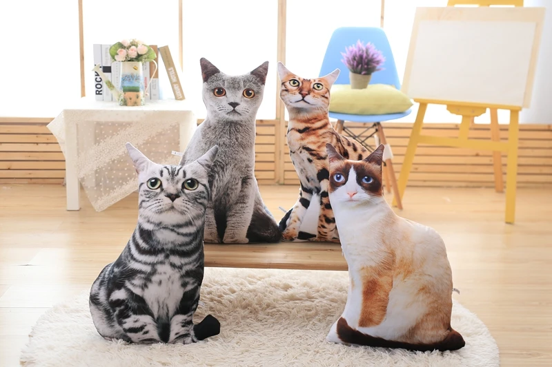 50 см 3d креативный Рисунок кошка подушка Стиль искусственная Лежанка для котиков милая кукла детская игрушка
