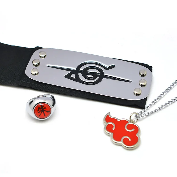 

Naruto Necklace Xiao Organization Itachi Zhu Ring Penn Zero san yu South Green Inverse Endure Head Guard Hongyun Three-piece Set