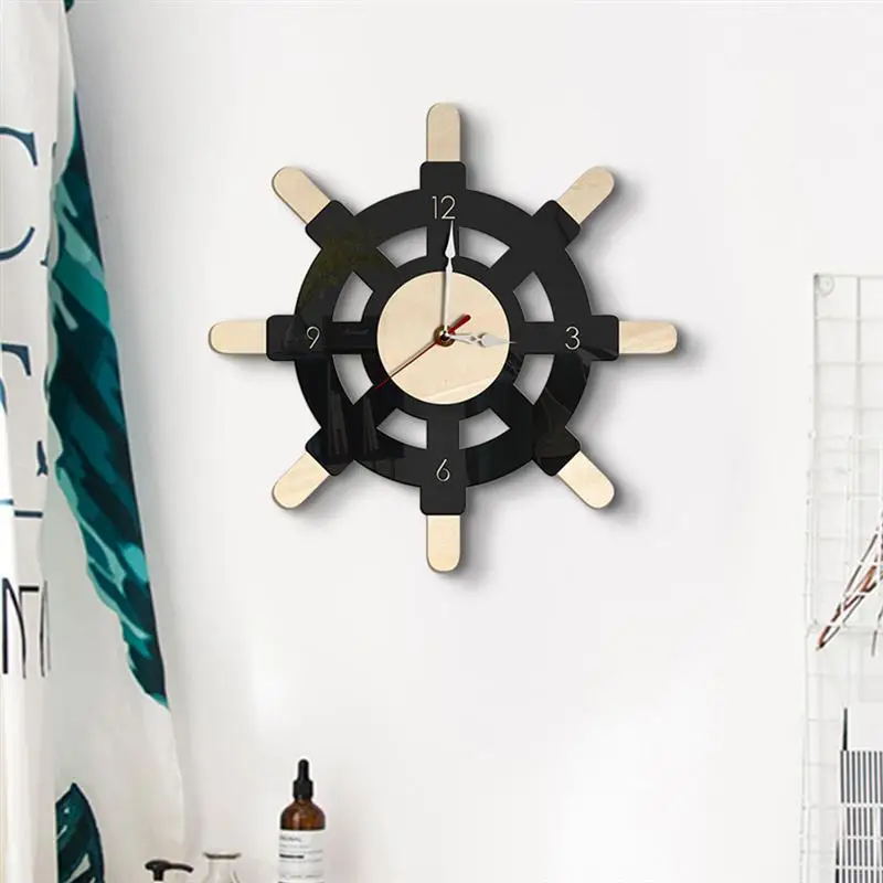 1 шт. настенные часы в средиземноморском стиле винтажные форме руля для гостиной
