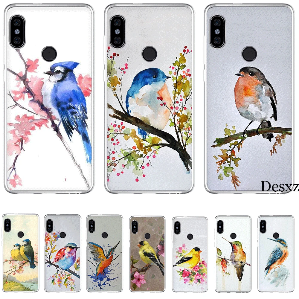 

Silicone Mobile Phone Case For Xiaomi Redmi GO 7 S2 4A 4X 5 5A Plus 6 6A 7A K20 Pro Cover Protection Bird Beautiful