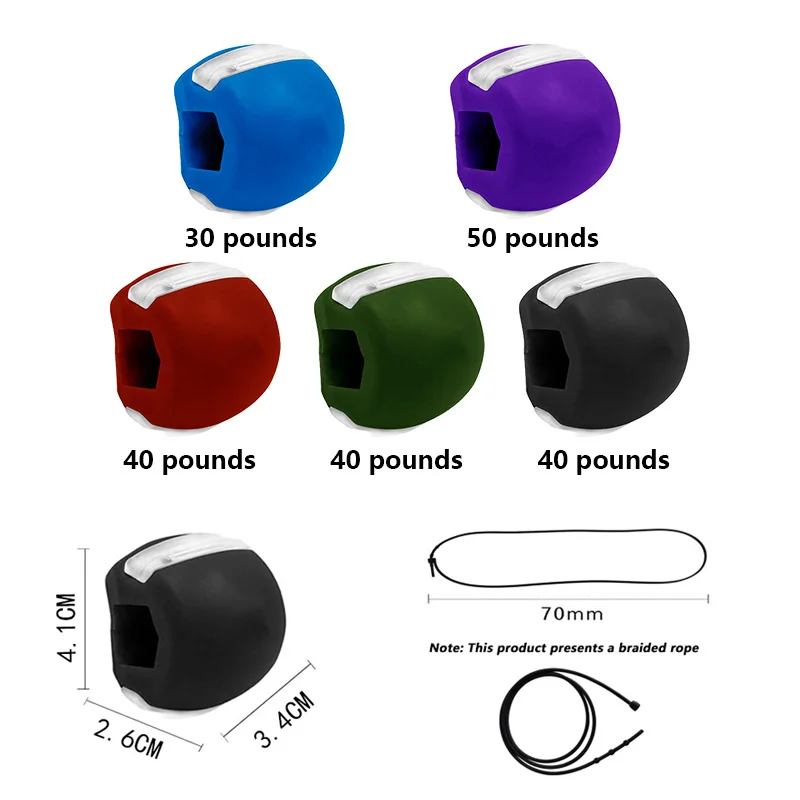 Food-grade Silica Gel Jaw Exercise Line Ball Muscle Trainin Fitness Ball Neck Face Toning  Jaw Muscle Training Face lift
