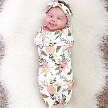 

Newborn Infant Autumn Winter Sleeping Bag Baby Fashion Printed Swaddle Blanket Muslin Wrap
