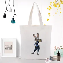 Zootopia последовательная Холщовая Сумка для ежедневного использования текста DIY пользовательская печать логотипа Экологичная многоразовая для покупок сумка из перерабатываемого материала