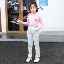 Зимние теплые рубашки для гольфа для мальчиков и девочек; детское бархатное нижнее белье с длинными рукавами; спортивная одежда; D0853