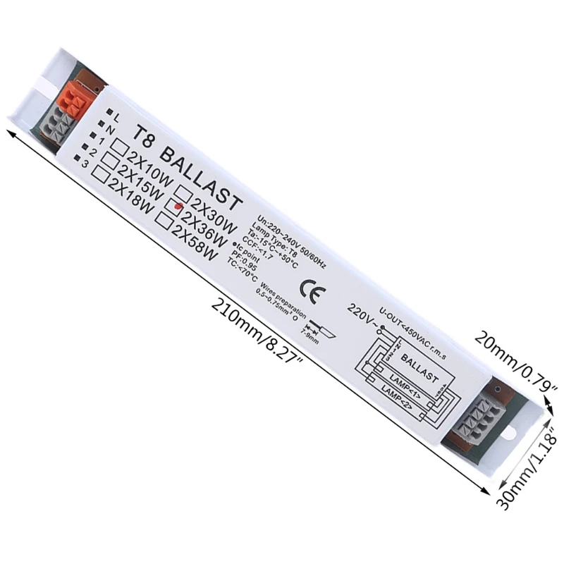 Universal High Ballast Factor Ballast 2x36W Wide Voltage T8 Instant Start Electronic Fluorescent Lamp Easy Use