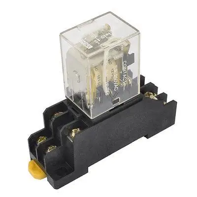 

HH52P DC 12V Coil Voltage DPDT Electromagnetic Power Relay w 35mm Din Rail