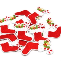 Buy 10 Pcs Iron-On Xmas Socking Gift Patches: Cartoon Stickers for Apparel, Suits, Jeans, Hats - Christmas Decors, Handmade Fabric Appliques Online - Image 5