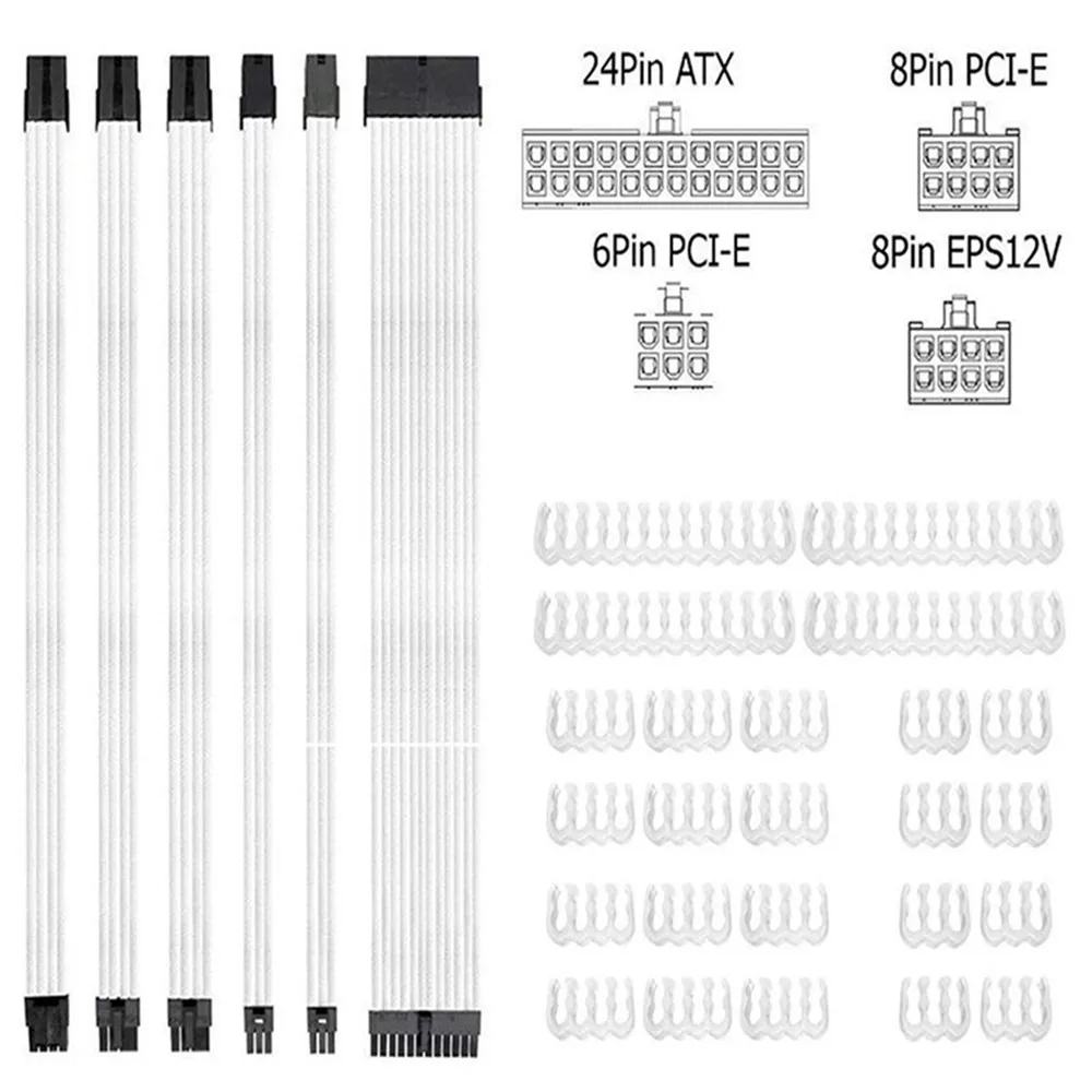 

Braided ATX Sleeved Extension Cable Kit PSU Connector for Power Supply Cable Kit ATX EPS PCI-E Extension Cable
