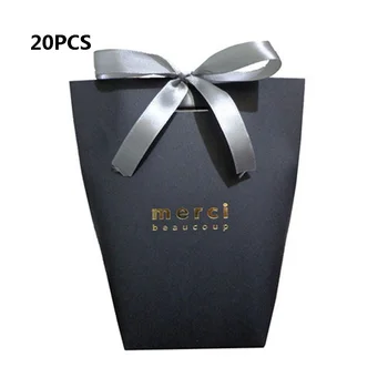 

20pcs Large Bag French Thanks to Merci Paper Bag Bronzing Paper Box Gift Box Paper Folding Box Small Creative Gift Bag