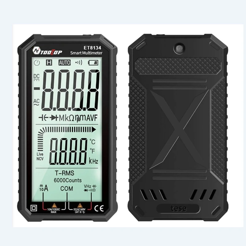 TOOLTOP Digital Multimeter 4.7" LCD Display AC Direct Current Voltage DC Current Capacitance Resistance Temp Measuring Tools