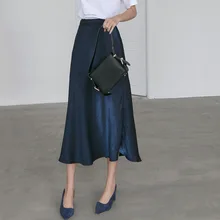 2020 Vintage estiramiento de alta cintura de verano mujeres Faldas de longitud Midi con bolsillo Saia mujeres falda de algodón de línea a Faldas Jupe Mujer