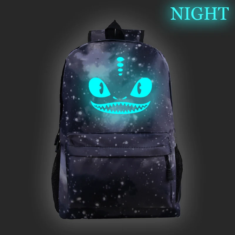 Как приручить дракона светящиеся Mochila шаблон обратно в школьный подарок Рюкзак Красивые студенческие путешествия Shouler рюкзак - Цвет: 13