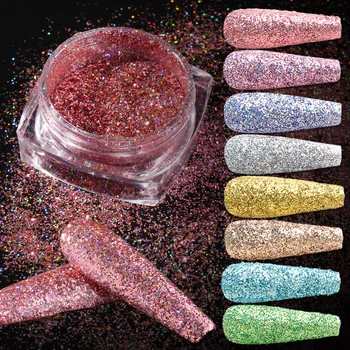 

1 Box Holographic Laser Glitter Powder 3D Sandy Flakes For Nail Art Mix Sparkle Diamond Pigments Decoration Manicure LYSZF01-18