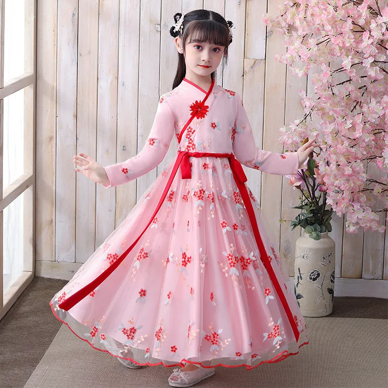 

Girls Hanfu Chinese Traditional Folk Costume Dynasty Dance Wear Kids Fairy Cosplay Gowns Clothes Oriental Ancient Prince Suit