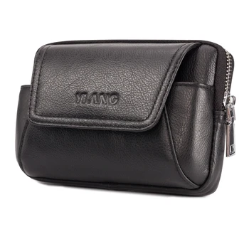 

Genuine Leather Designer Men's Belt Bags Fanny Pack Fashion Hip Belt Phone Pouch Bum Bag For Mobile Money Wallet Buisness Small