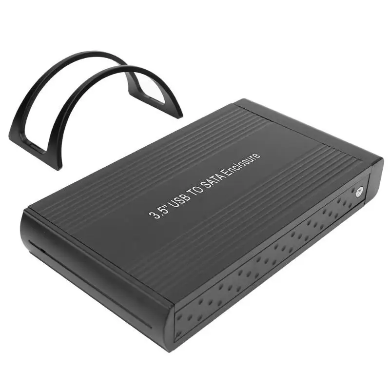 Vktech 3,5 дюймов жесткий диск чехол USB2.0 для SATA алюминиевый сплав Поддержка 6 ТБ жесткий диск коробка(адаптер ЕС - Цвет: Черный