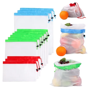 

12pcs Reusable Mesh Produce Bags Washable Eco Friendly Bags Shopping Bags for Grocery Shopping Storage Fruit Vegetable Toys