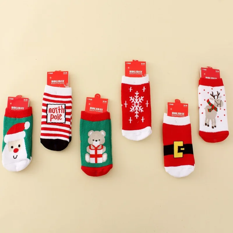 

Christmas Stockings Baby Foot Sock Northern European-Style CHILDREN'S Socks Cotton Autumn And Winter Looped Pile Thick Cartoon T