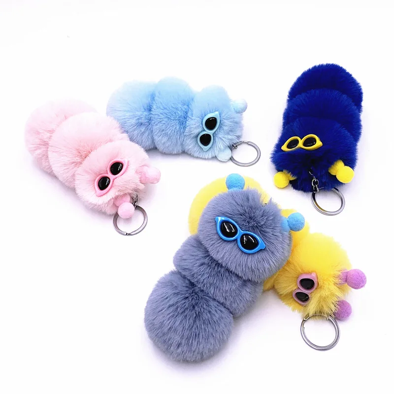 Милый гусеница обувь на платформе из искусственного кроличьего меха PlushKeychain