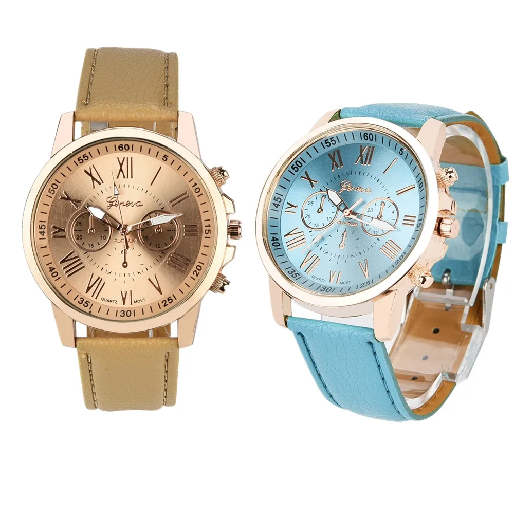 

Best Selling Women's Geneva Roman Fashion Numerals Faux Leather Analog Quartz Watch Festival Gift Simple Casual Bracelet #D