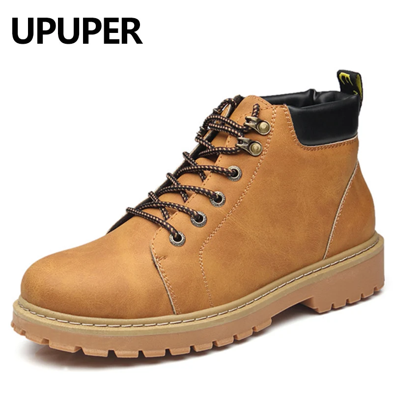 

Fashion Leather Boots Men Comfortable Non-slip Work Military Boots High Top Shoes Winter Spring Warm Shoes Men Ankle Boot