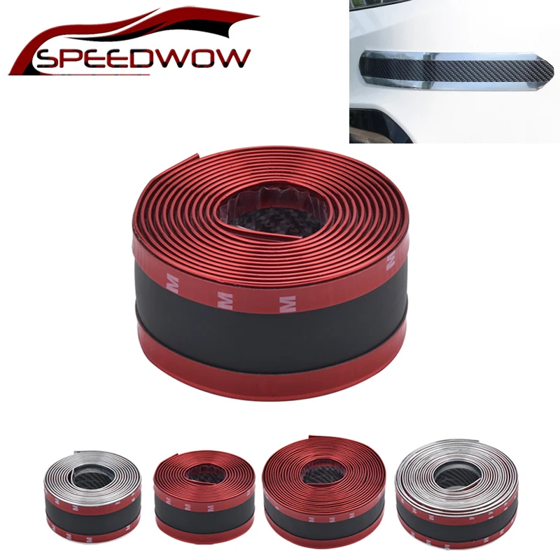 SPEEDWOW Car Bumper Strip Carbon FiberRubber Front Rear Edge Corner