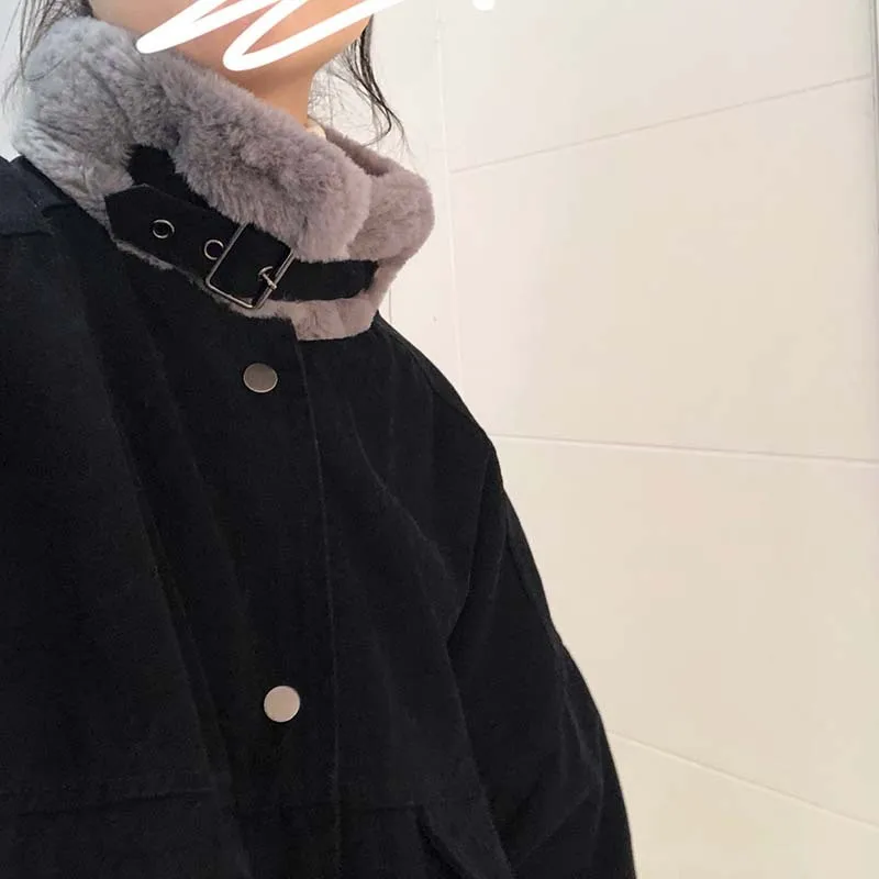 Mooirue Зима Осень Корейская куртка пальто женские свободные Bf утолщение хлопок кашемир рабочая одежда свободные с длинным рукавом Тонкий
