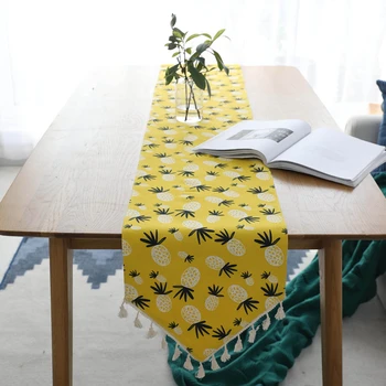 

Pineapple Pattern Table Runner Modern Linen Cotton Runners For Table Cover With Tassel Furniture Decor Tablecloth Camino De Mesa