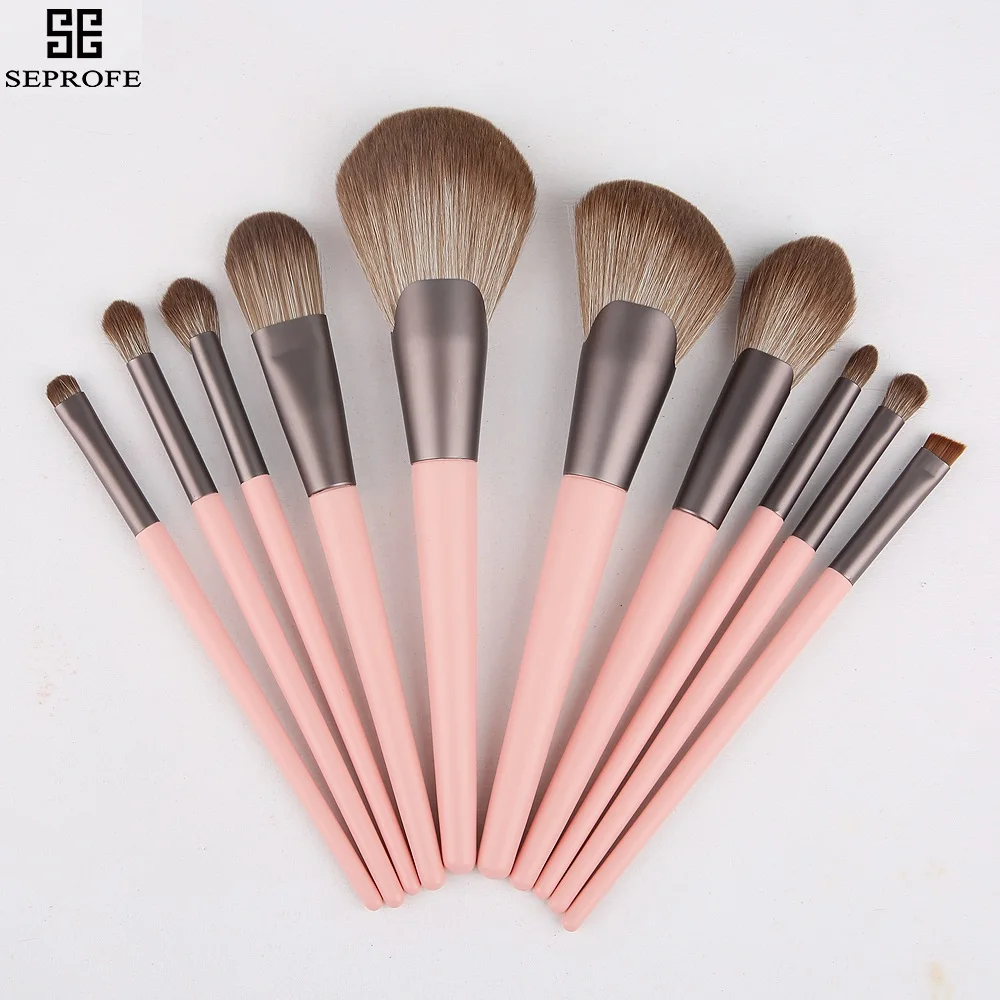 

2020 New 10pcs Pink Makeup Brushes Set Imported High Quality Synthetic Hair Stoving Varnish Process Face and Eyeshadow Brush Kit
