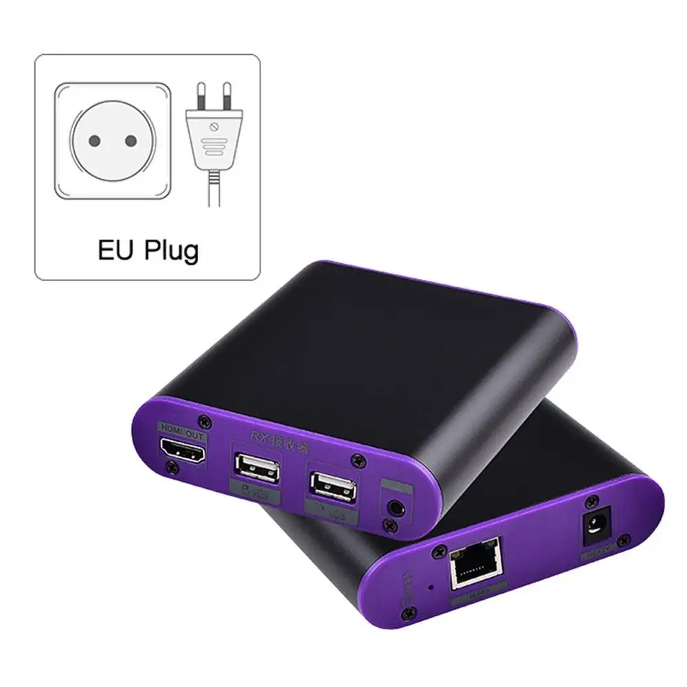CAT871-KVM 1080p 60 Гц HDMI передатчик и приемник Удлинитель Ethernet cat5e/6 plus/7 для глубокий цвет 3D EDID Dobly DTS - Цвет: EU plug