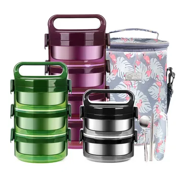 

High Quality Leakproof Lunch Box Creative Thermal Lunch Box For Kids Portable 2/3/4 Layer 304 Stainless Steel Plastic Bento Box