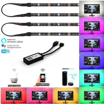 

USB LED Strip Light Wifi 5050 RGB Flexible Amazon Alexa Google 5V Color Changeable TV Background Lighting Mood Ambient Strip