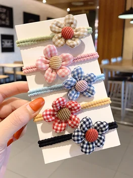

Hair Accessories for Women Plaid Flower Hair Rope Tied Hair Band Rubber Band Cute Hair Circle Head Rope