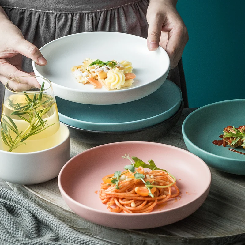 Nordic modern tableware home creative simple 8 inch tableware solid
