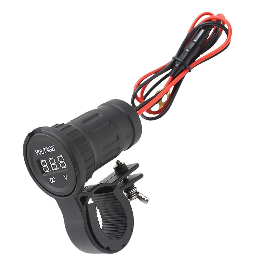 Motorcycle Red LED Digital Waterproof Voltmeter Gauge ATV 12V 10A Meter