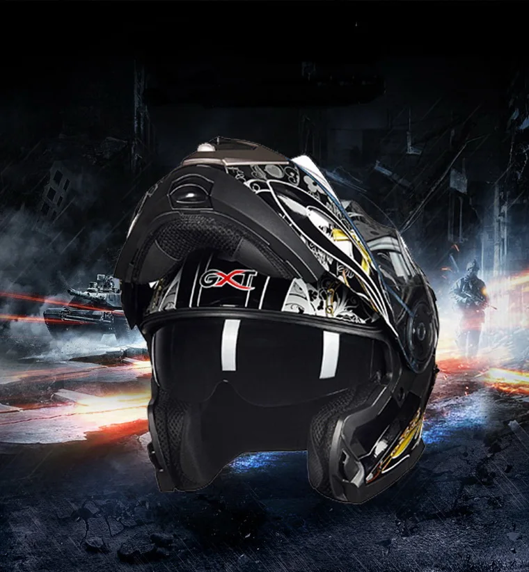 Capacete da Motocicleta para Homens e Mulheres Feitos de Abs Inverno Anti-nevoeiro Lente Dupla Flip up Motocross Moto Capacetes m l xl Gxt 2 Inverno anti-nevoeiro lente dupla gxt flip up